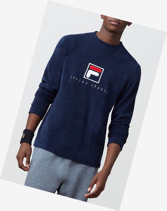 Fila Nicolo Long Sleeve Crew Peac/Wht/Cred | CYQFP-1620