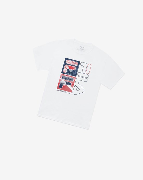 Fila Nyc Collage Tee Białe | UPOSL-1567