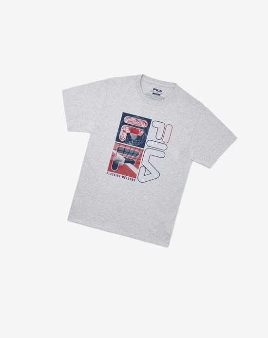 Fila Nyc Collage Tee Szare | DUHZP-2985