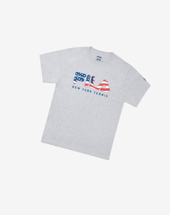 Fila Nyc Fila Flag Tee Szare | XVGOJ-4736