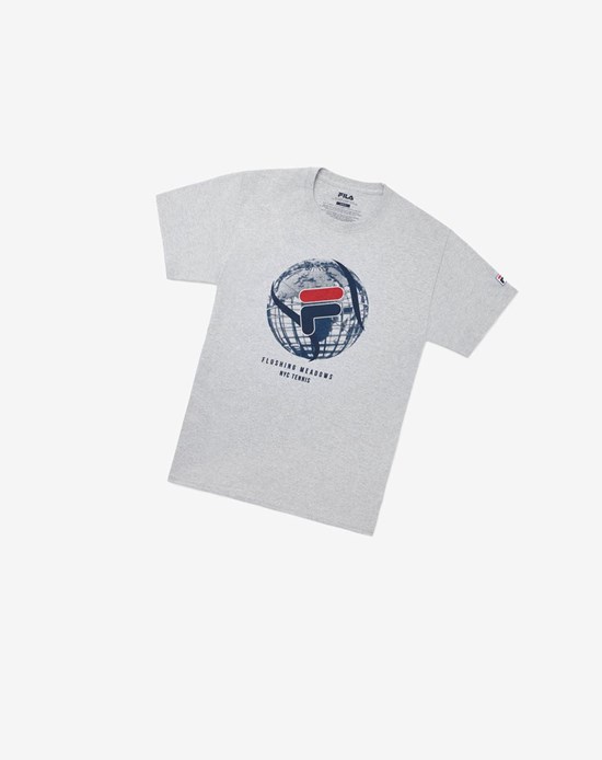 Fila Nyc Globe Tee Szare | GPOFU-0561