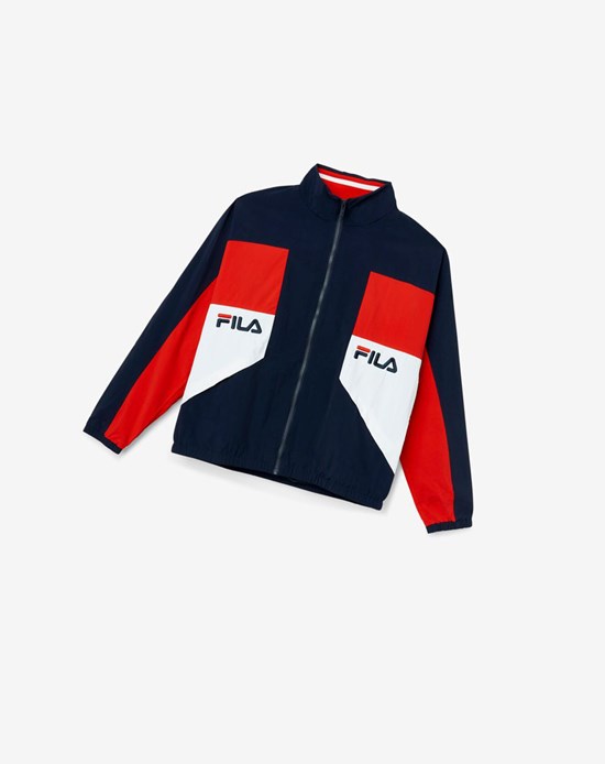 Fila Obasi Wiatr Jacket Granatowe Czerwone Białe | ASRBO-7684