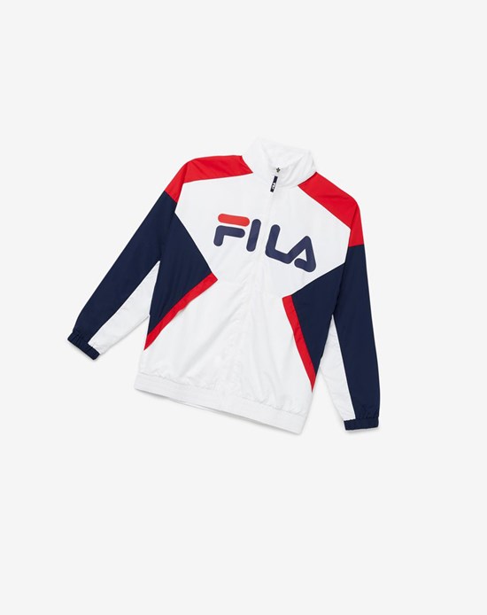 Fila Oliviero Wiatr Jacket Białe Czerwone | ZVNID-6208