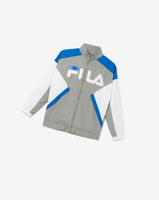 Fila Oliviero Wiatr Jacket Szare Białe Niebieskie | WSOAM-1653