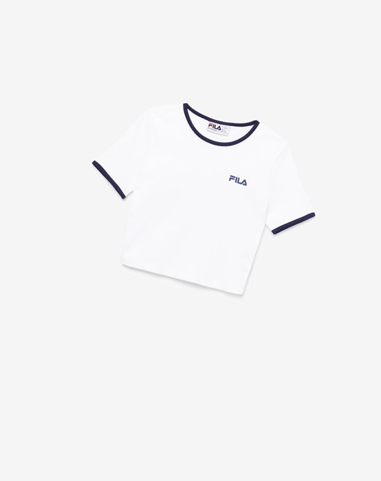 Fila Perla Crop Top Białe | CMIQB-1205