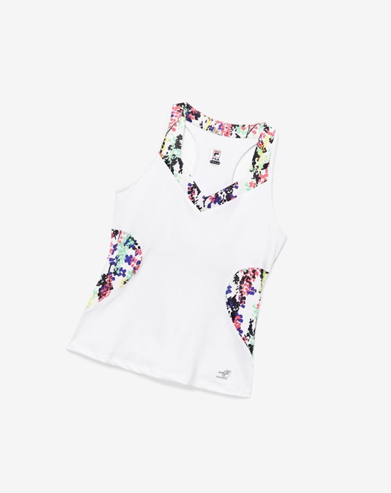 Fila Pickleball Halter Tank Kolorowe Białe | CFEQL-0981