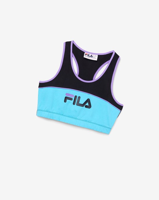 Fila Poesia Bra Top Czarne Niebieskie Fioletowe | QAFWP-3845