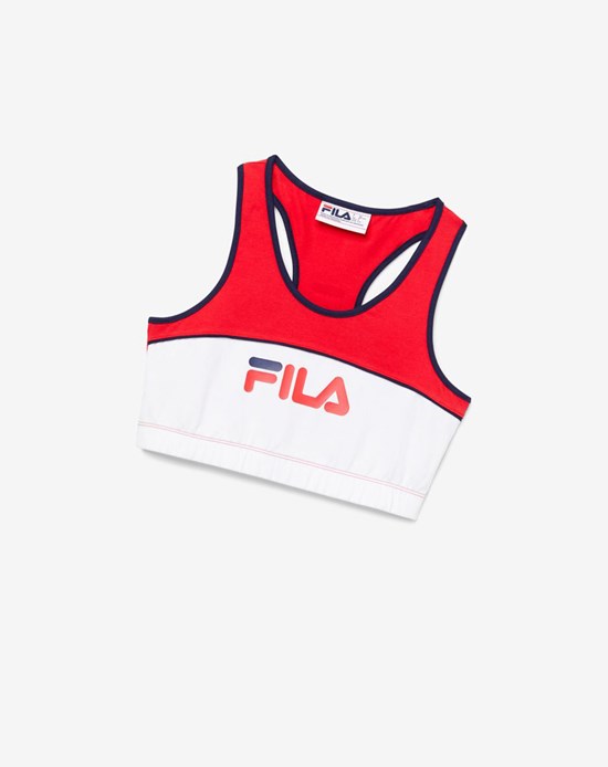 Fila Poesia Bra Top Czerwone Białe | IBDRU-6541