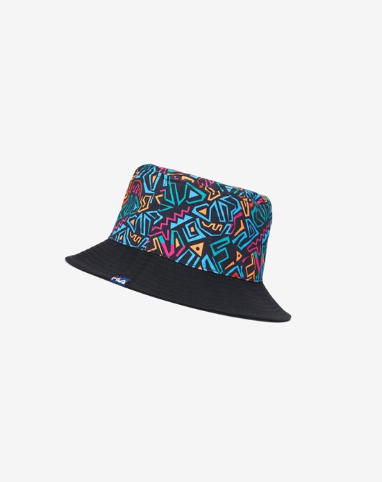 Fila Printed Twill Bucket Hat Czarne | FZBEO-4078