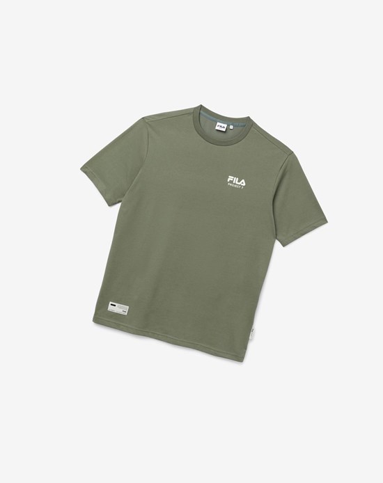 Fila Project 7 Logo T-shirt Khaki | UDOLW-8536