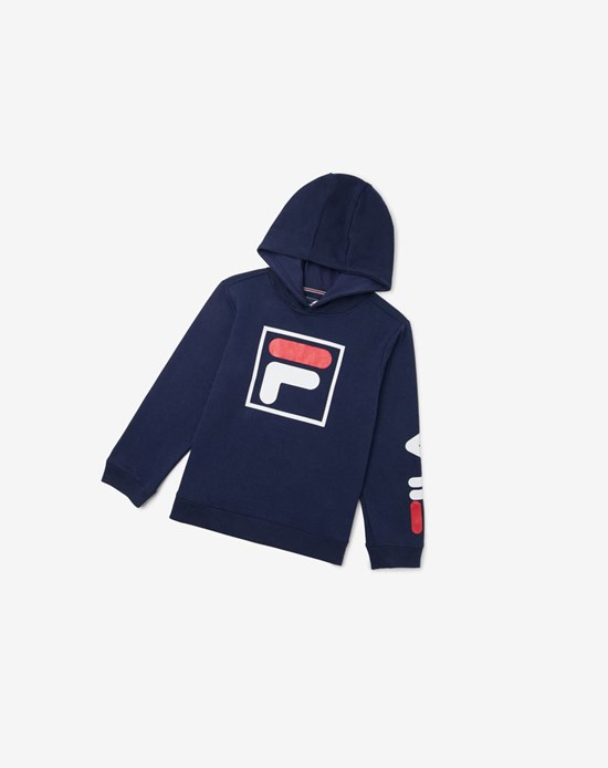 Fila Raglan Hoodie Granatowe | PMOTR-1436