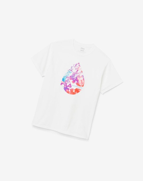 Fila Raindrop Tee Białe | CHJAL-9375