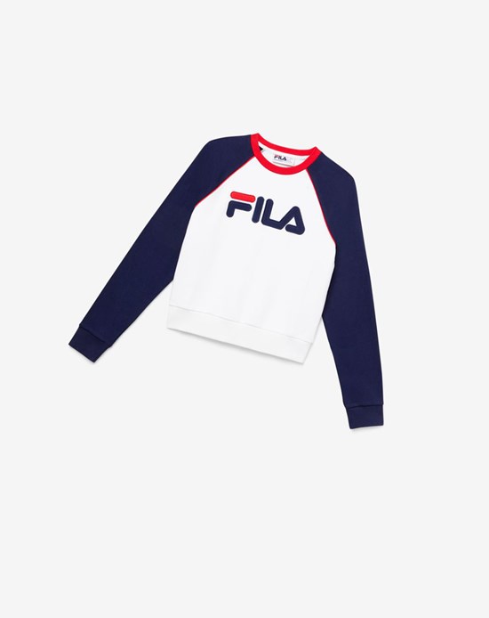 Fila Riccarda Sweatshirt Białe Czerwone | CQTRD-5410