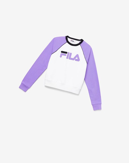 Fila Riccarda Sweatshirt Białe Fioletowe Czarne | ZVKSA-0152