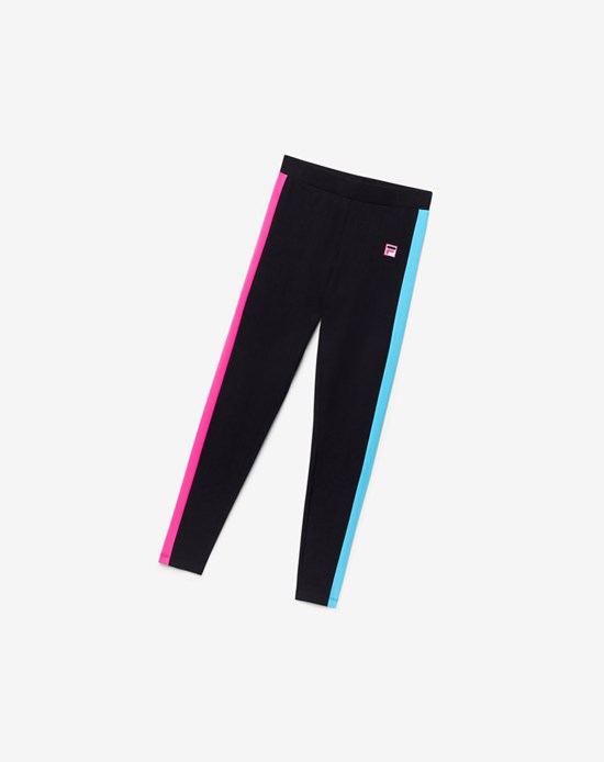 Fila Riviera Legging Czarne Różowe Niebieskie | CUHYW-6074