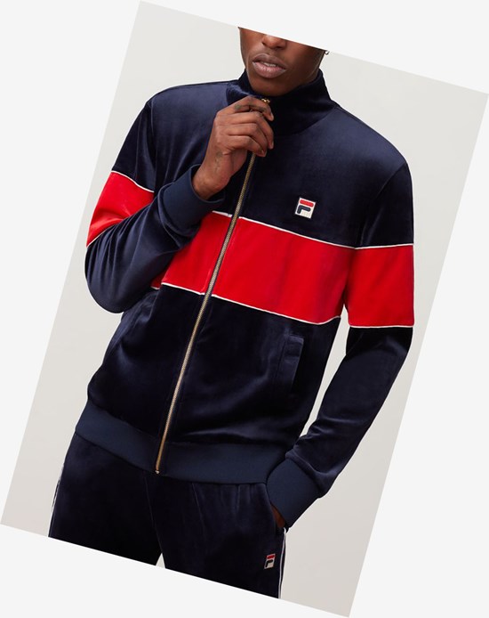 Fila Rocco Velour Jacket Peac/Cred/Wht | PNMSB-6948