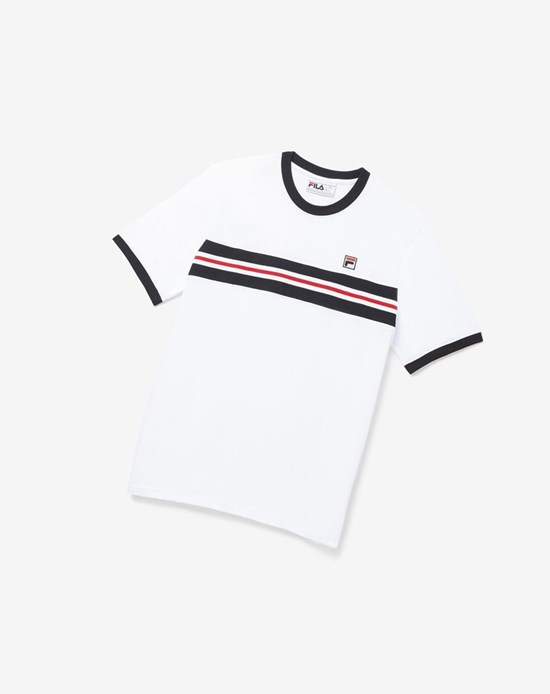 Fila Silver Tee Białe Czarne Czerwone | SWJLF-8392