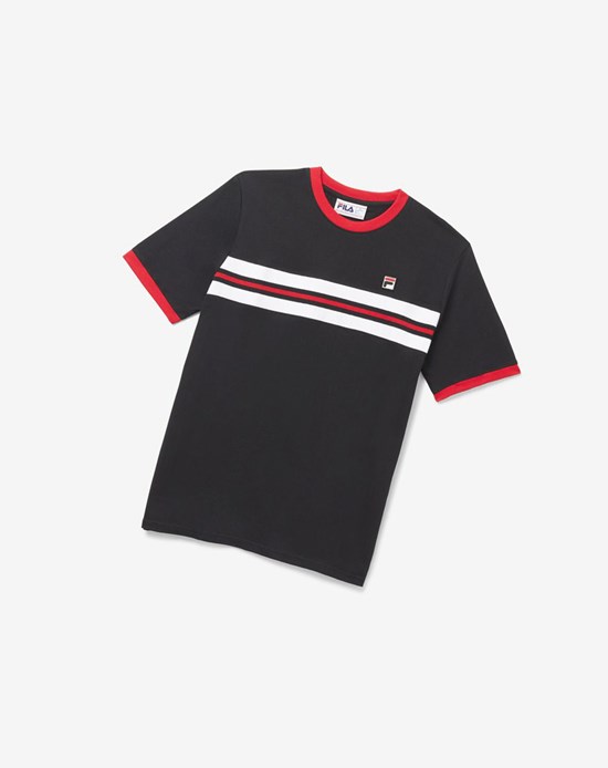 Fila Silver Tee Czarne Czerwone Białe | DLNUH-3689