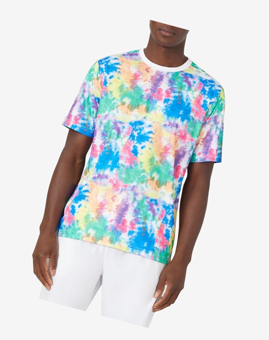 Fila Top Spin Tie Dye Printed Crew Białe | OPLFA-8092