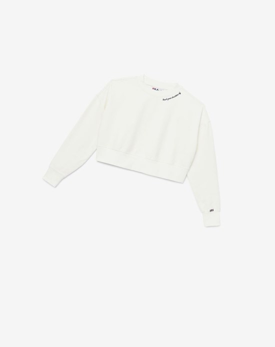 Fila Vitalia Cropped Crew Białe | QAZIL-7821