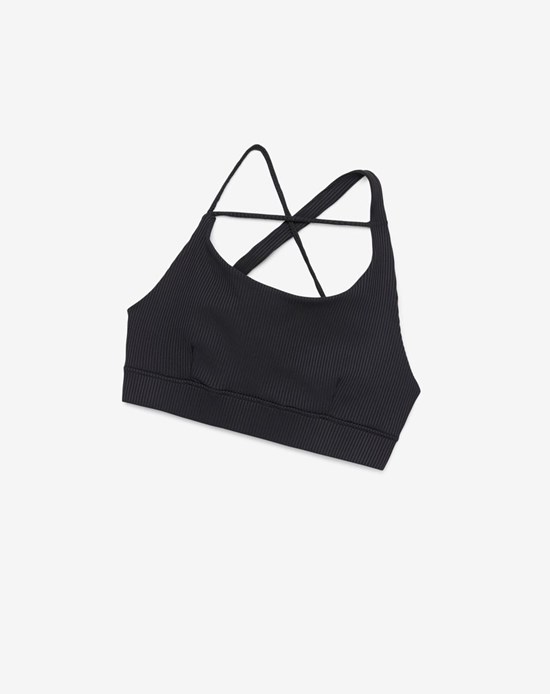 Fila Żebrowany Essentials | Sidney Bra Top Czarne | AUHZK-4170