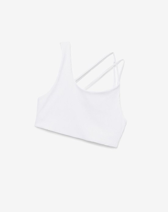 Fila Żebrowany Essentials | Teena Bra Top Białe | QSJBY-0748