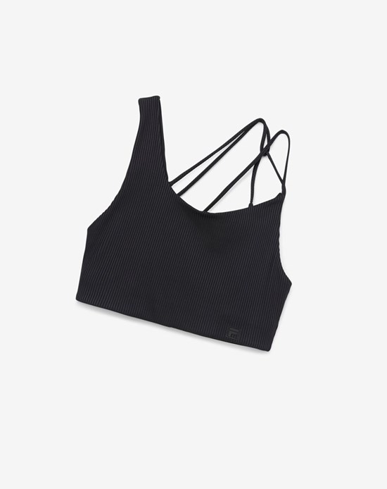 Fila Żebrowany Essentials | Teena Bra Top Czarne | UHJPI-3084