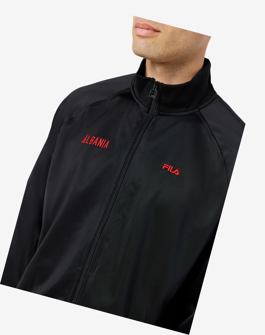 Fila Albania Track Jacket Czarne Czerwone | SXOBR-4531