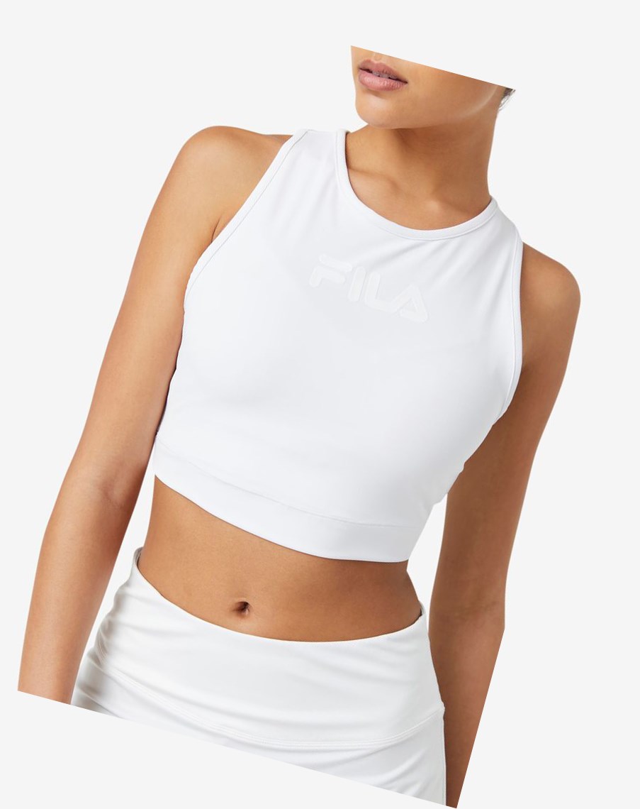 Fila Alva Crop Top Białe | NSWOM-8276