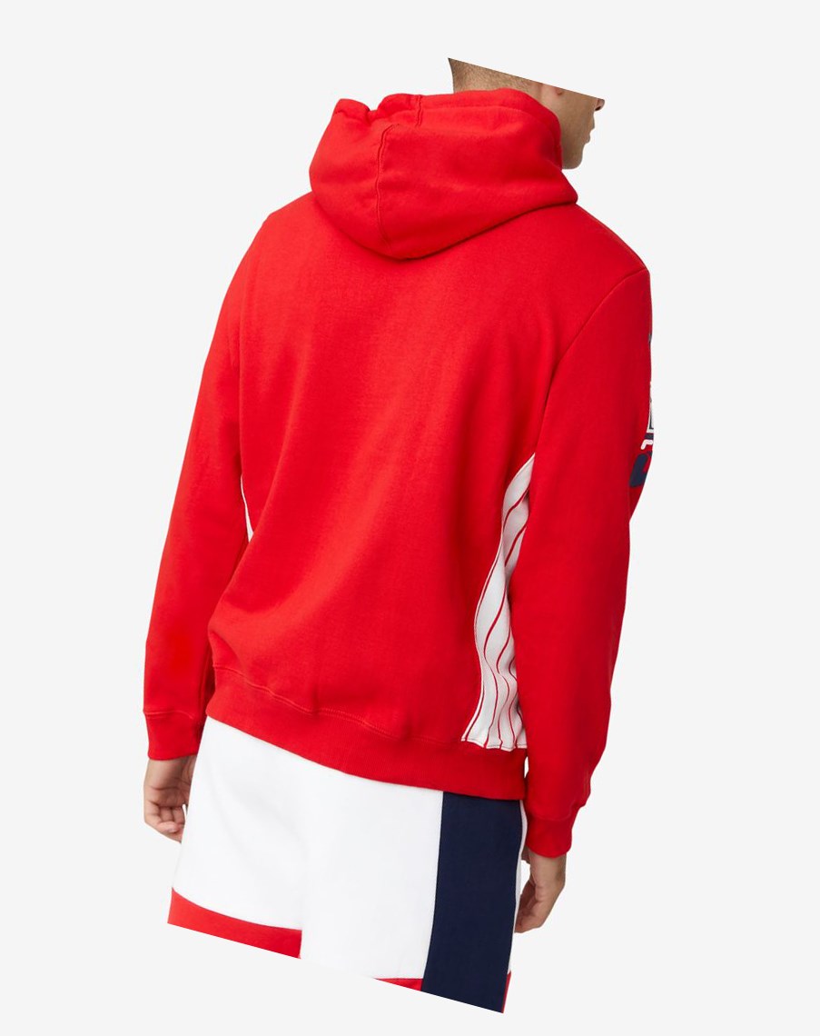 Fila Anders Hoodie Czerwone Białe | FEMJQ-8105