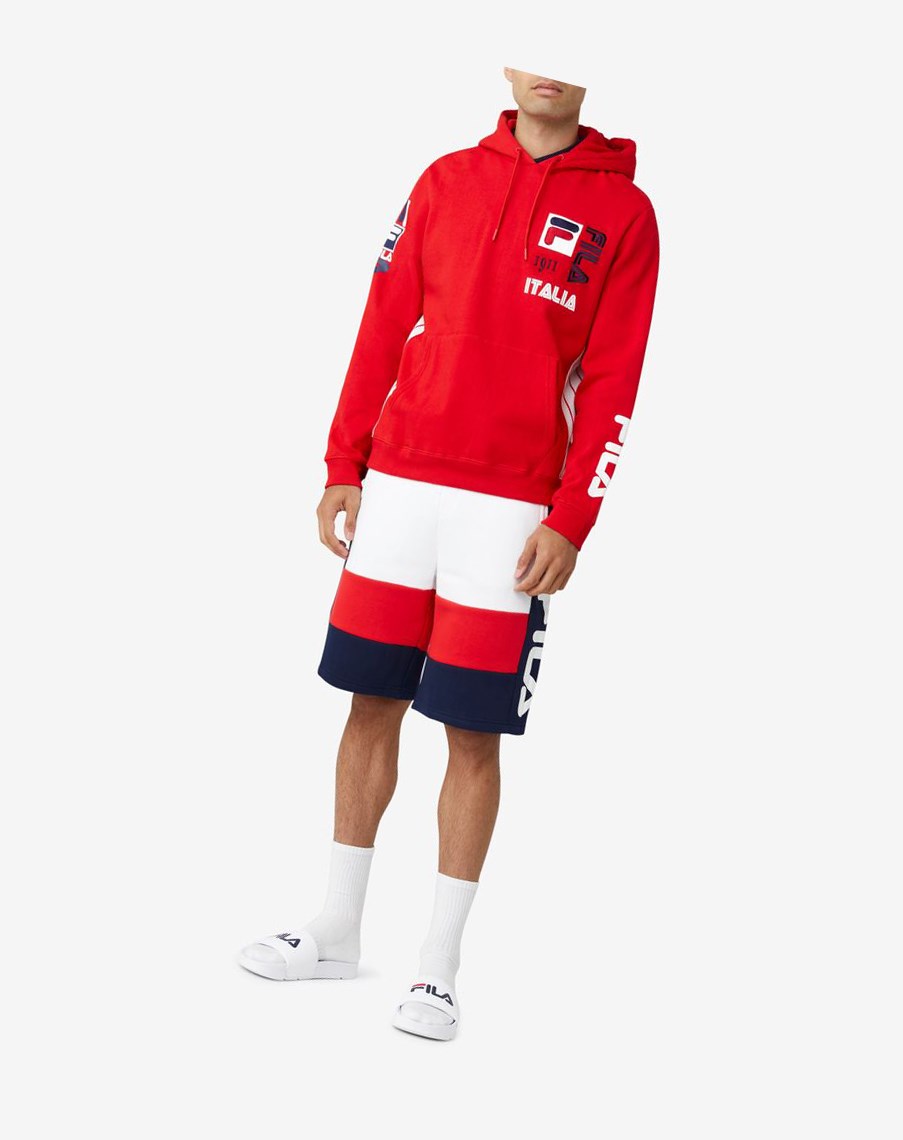 Fila Anders Hoodie Czerwone Białe | FEMJQ-8105