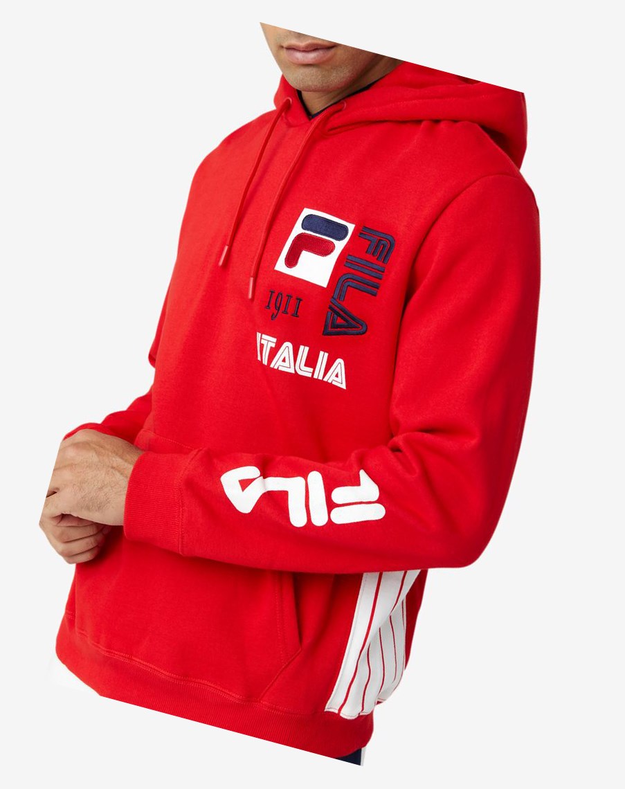 Fila Anders Hoodie Czerwone Białe | FEMJQ-8105