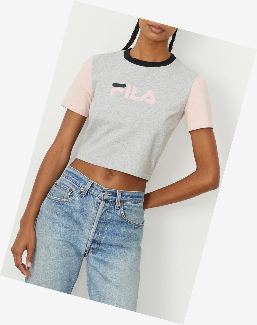 Fila Anna Crop Tee Lgrym/Pskn/Blk | CEPYQ-3761