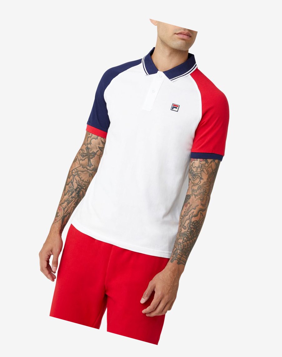 Fila Apollo Polo Białe Granatowe Czerwone | CGMWE-8932