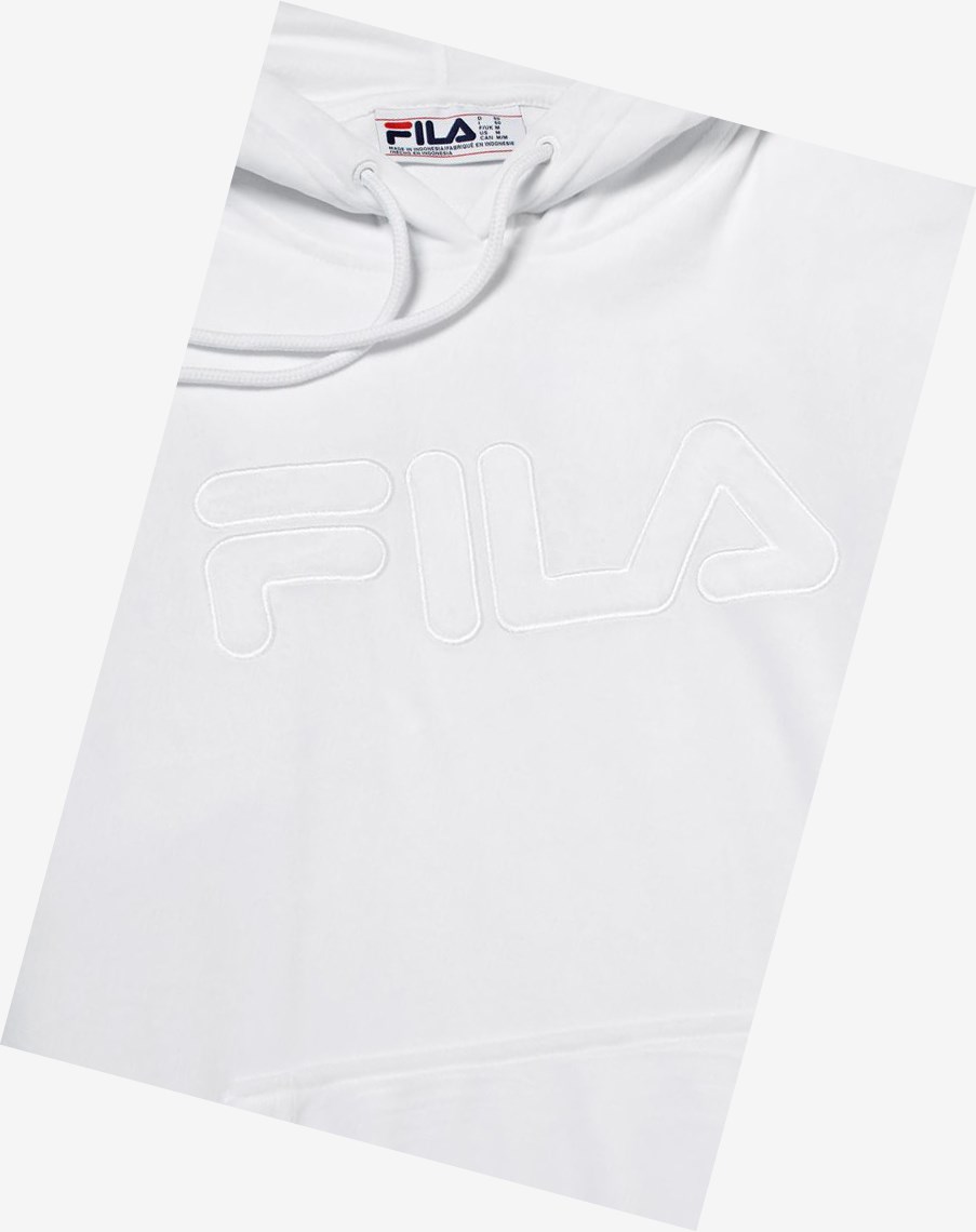 Fila Asher Velour Hoodie Białe | CNQHE-0573