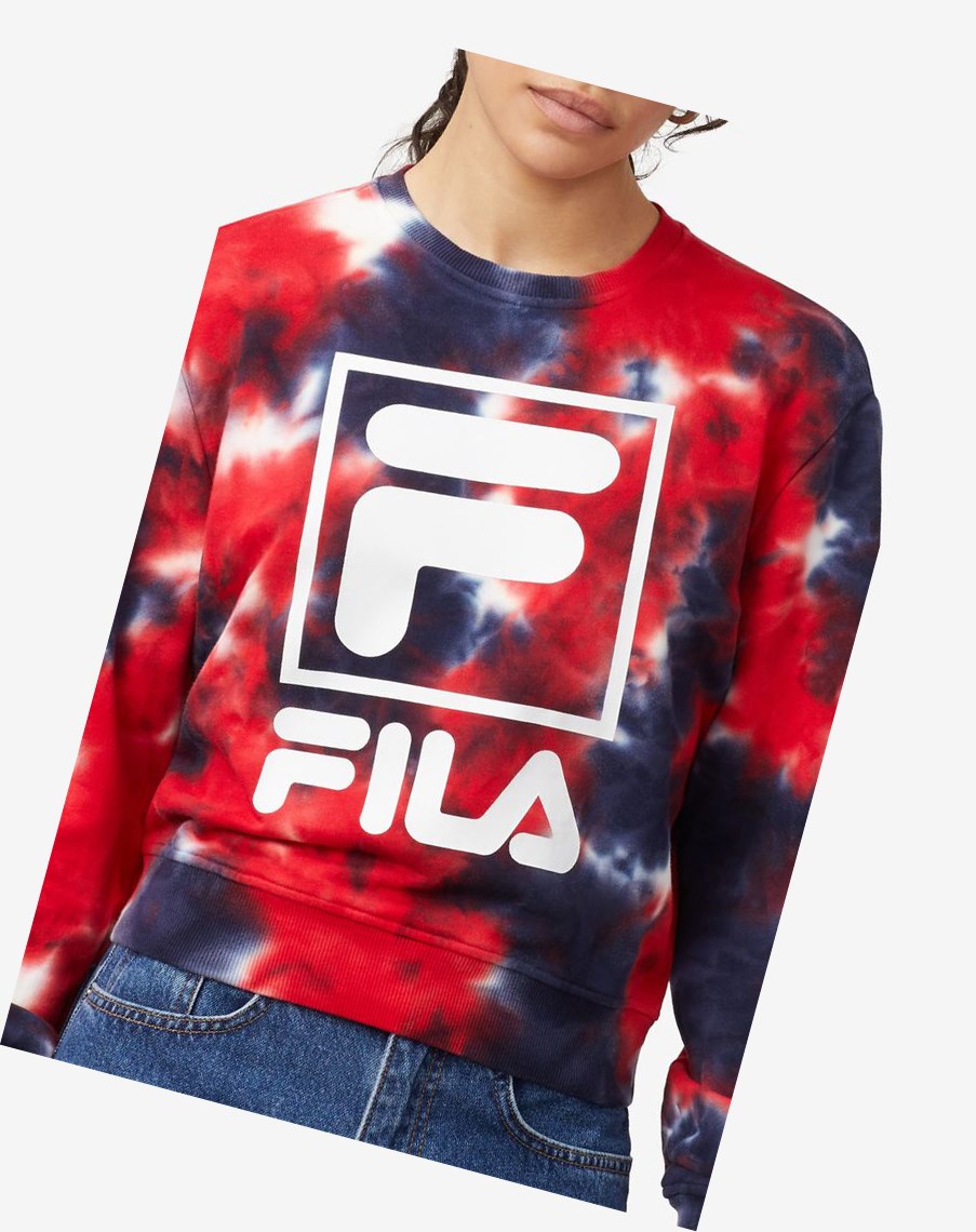 Fila Ashley Tie Dye Sweatshirt Czerwone | YXUOZ-1425