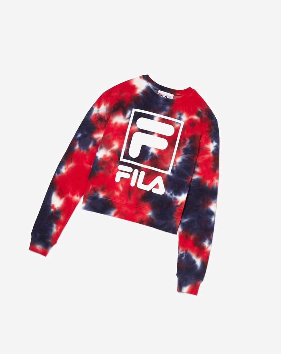 Fila Ashley Tie Dye Sweatshirt Czerwone | YXUOZ-1425