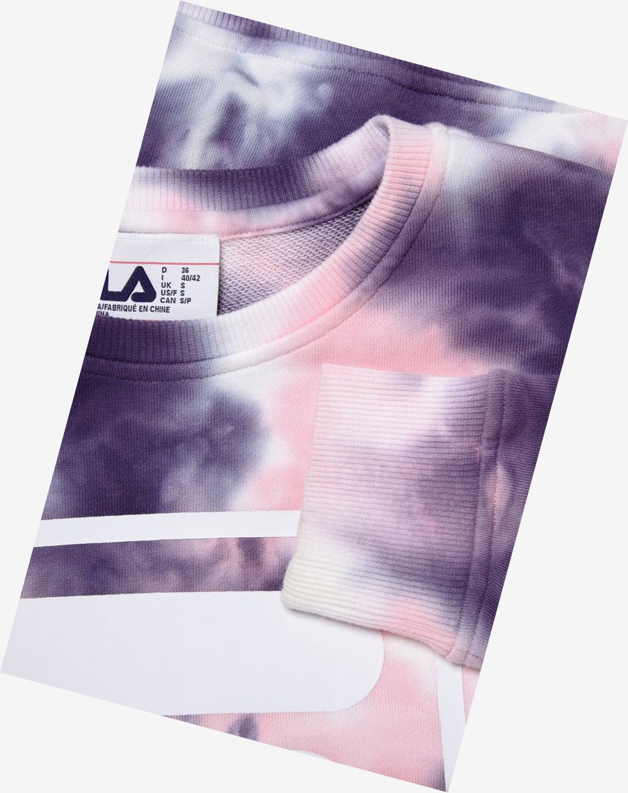 Fila Ashley Tie Dye Sweatshirt Różowe | GHYSQ-6783