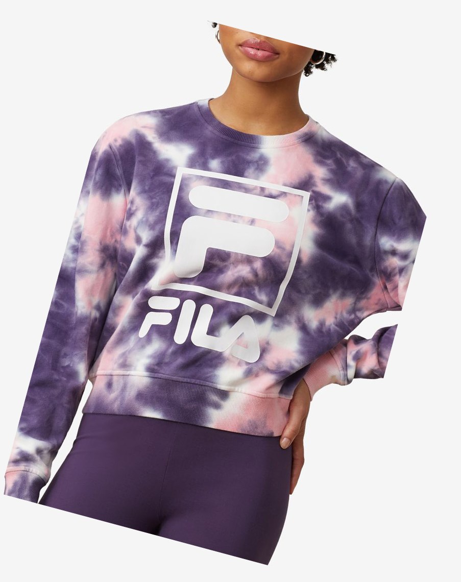 Fila Ashley Tie Dye Sweatshirt Różowe | GHYSQ-6783