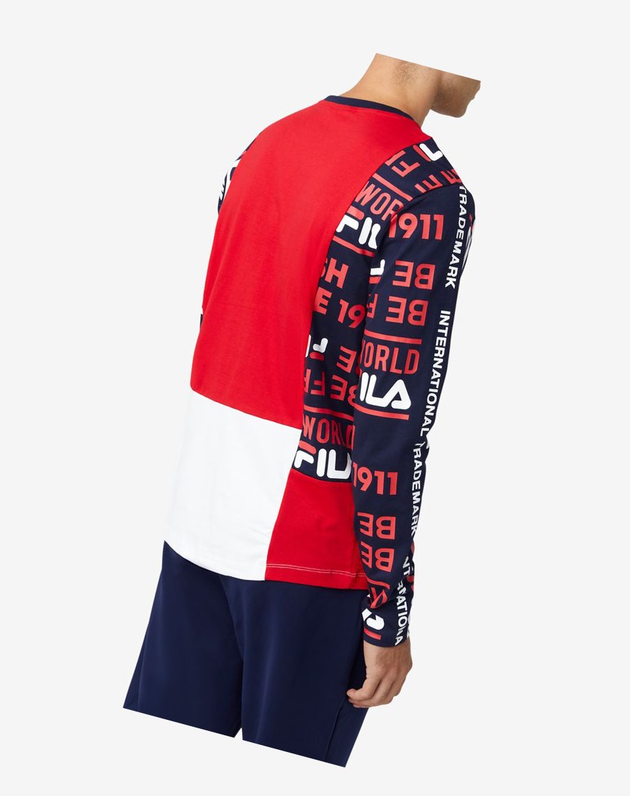 Fila Avide Long Sleeve Tee Czerwone Białe | BIMRL-7603