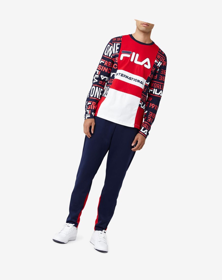 Fila Avide Long Sleeve Tee Czerwone Białe | BIMRL-7603