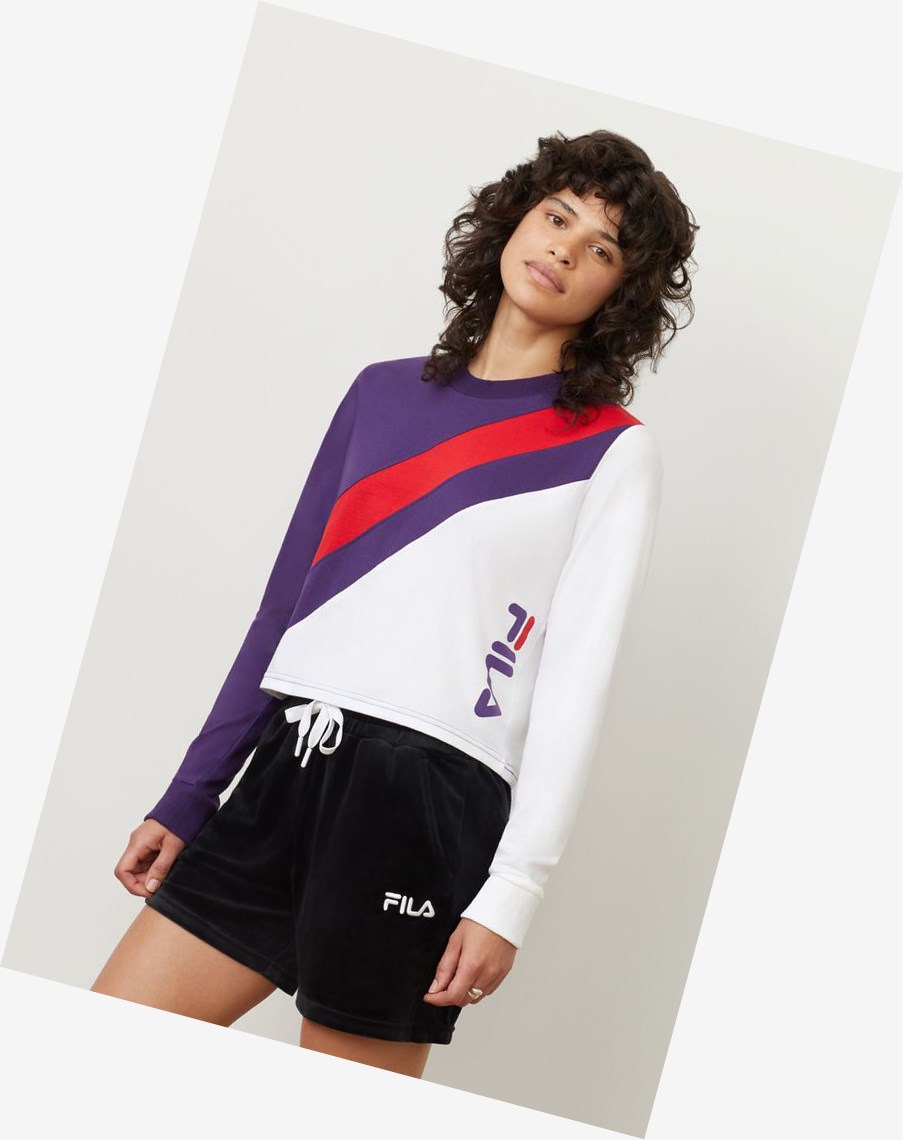 Fila Ayeka Long Sleeve Crop Tee Cjwl/Wht/Cred | BJSEX-4569