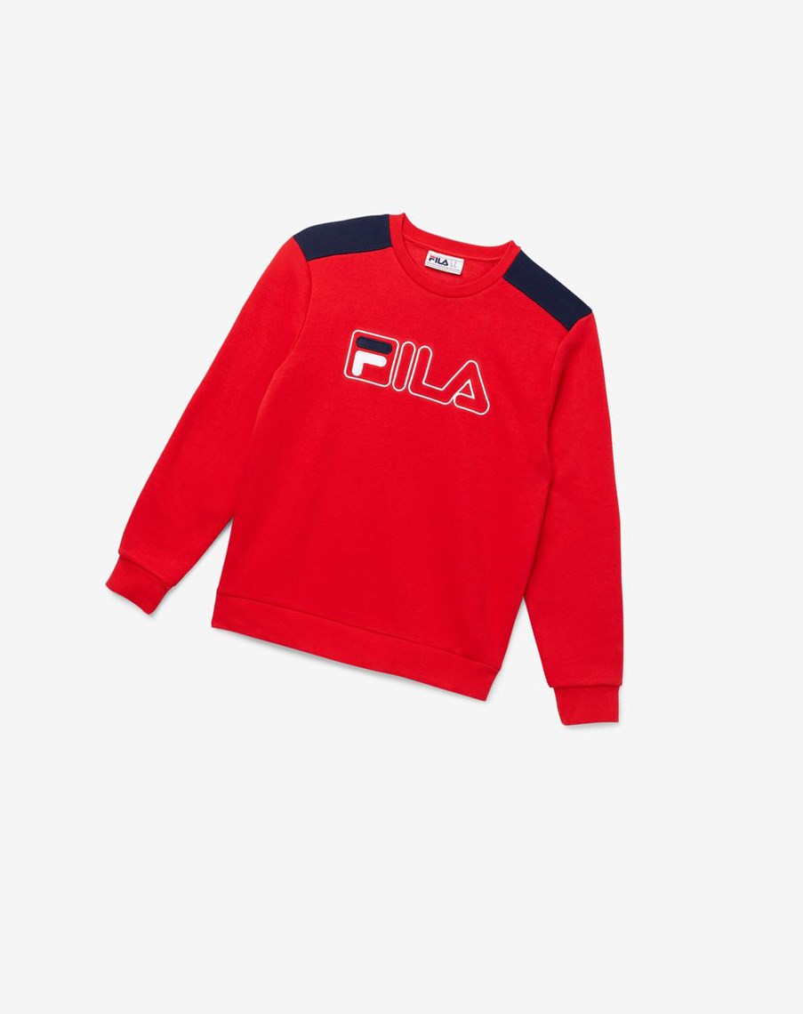 Fila Basil 2 Crew Czerwone Białe | GZYVB-3217