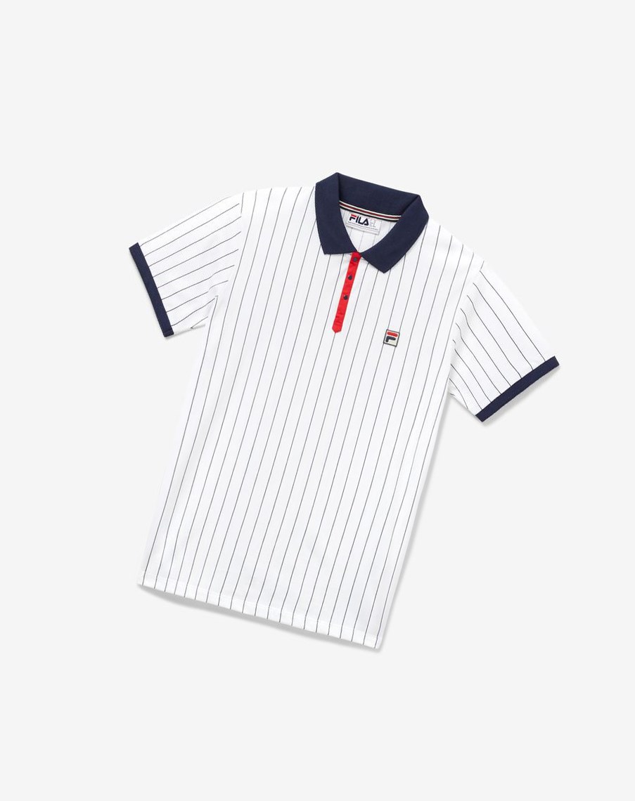 Fila Bb1 Polo Białe Granatowe Czerwone | UIPZJ-1563