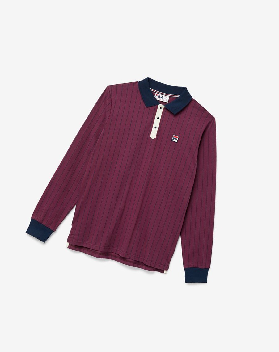 Fila Bb2 Long Sleeve Polo 522 Prune / Peacoat / Turtledove | AOLMK-2308