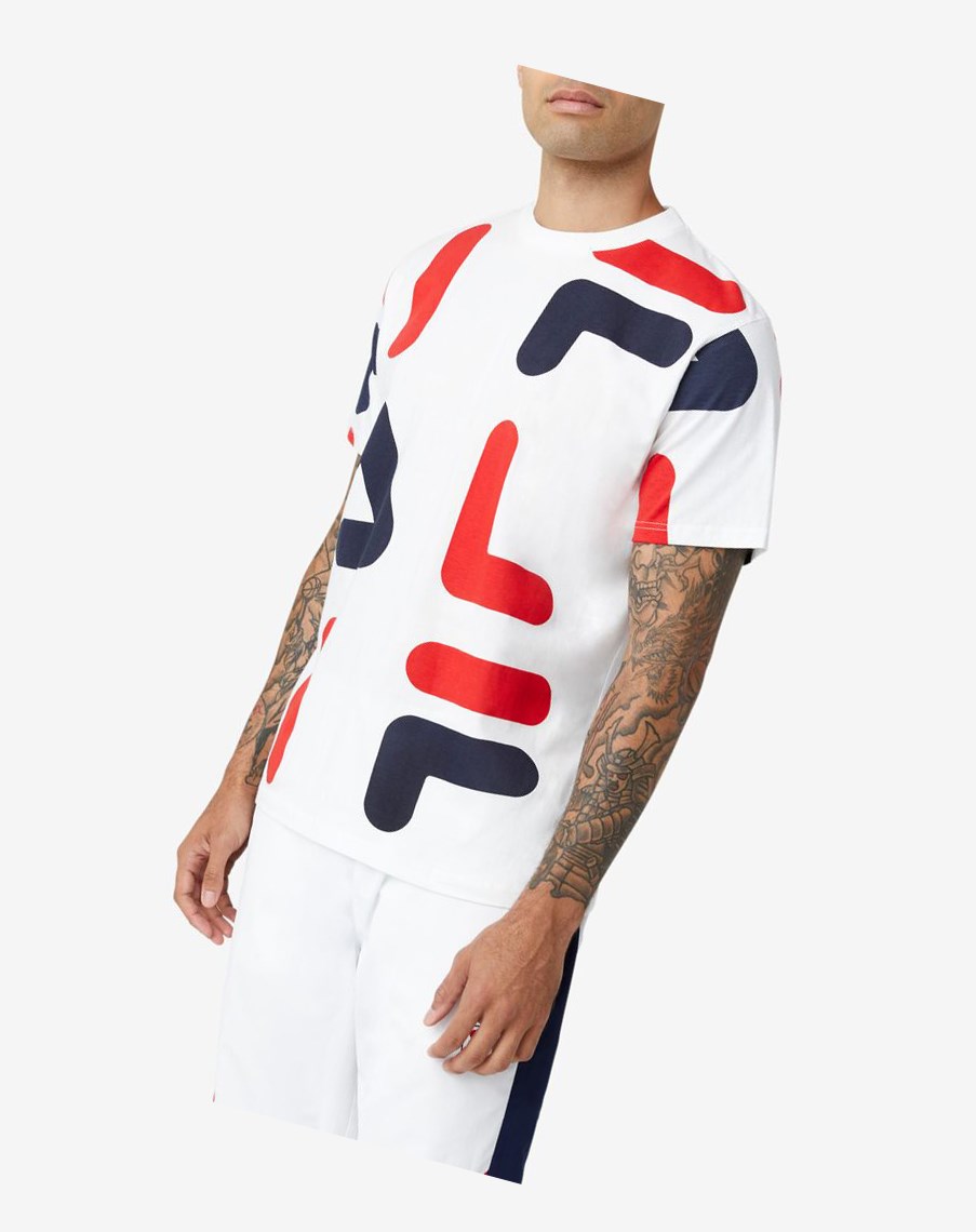 Fila Bennet Tee Białe Czerwone | HMOYQ-2763