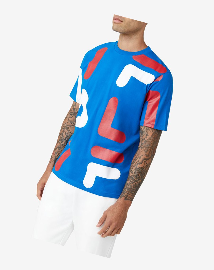 Fila Bennet Tee Niebieskie Czerwone Białe | NFPLC-0152