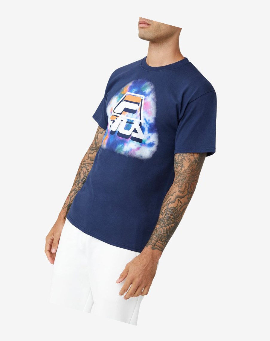 Fila Boniface Tie Dye Tee Niebieskie | BAGNZ-3874