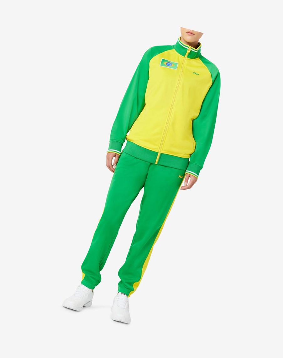 Fila Brazil Track Pant Zielone Żółte | WDAME-2740