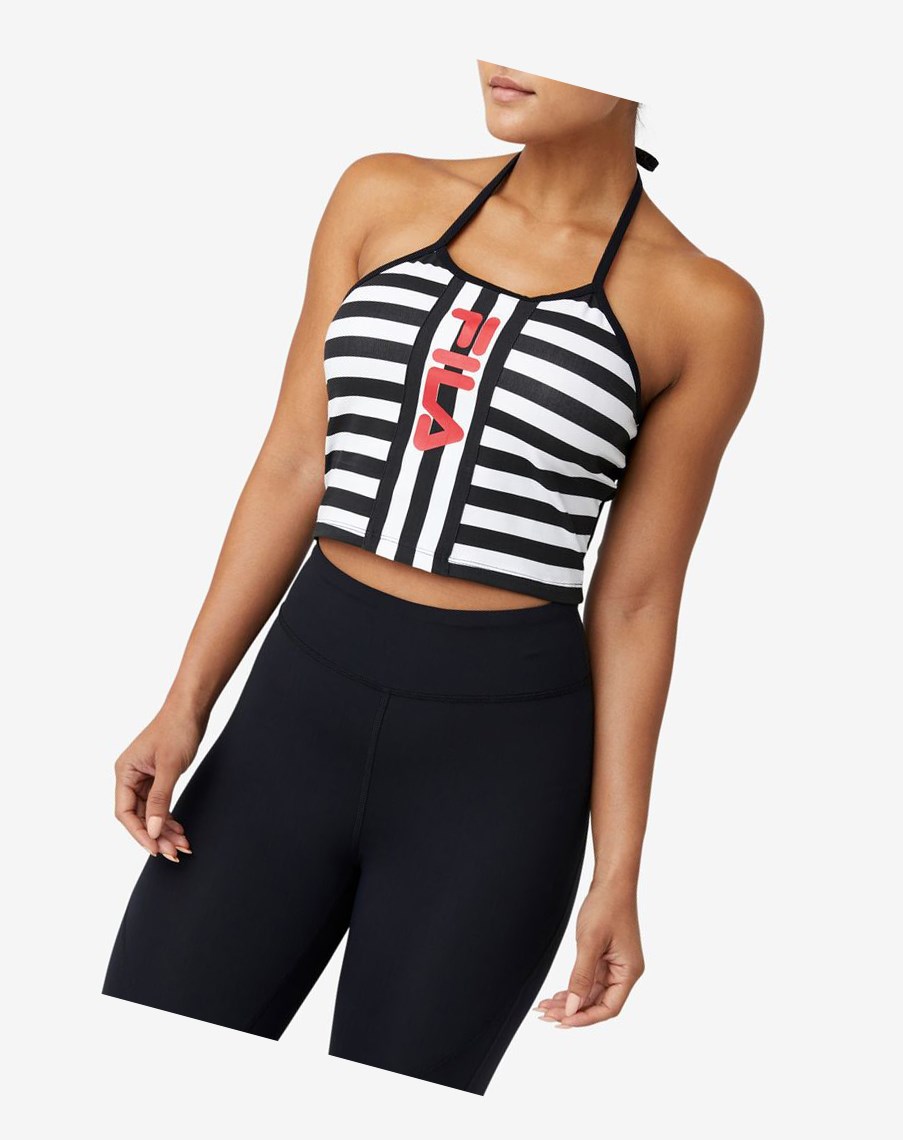 Fila Brinley Halter Tank Czarne Białe Czerwone | RYAOT-9630